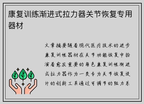 康复训练渐进式拉力器关节恢复专用器材